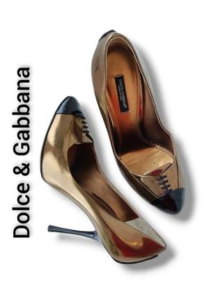 Туфли лодочки на шпильке из лакированной кожи dolce & gabbana