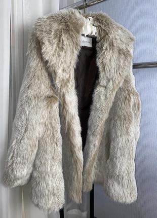 Молочна шуба, шубка oversized, бежева шуба