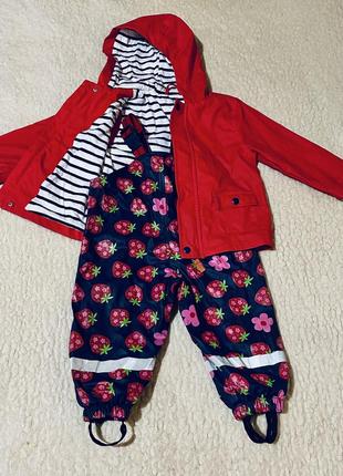 Костюм дождевик грязепруф прорезиненный на хлопковой трикотажной подкладке клубничка maximo германия