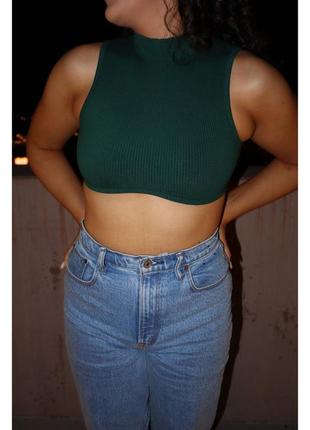 Кроп топ рубчик теплый с высоким горлом