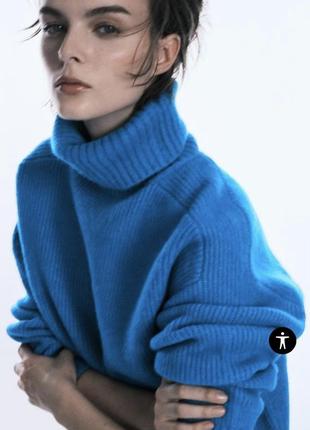 Трендовый свитер zara длинный рукав/высокий воротник оверсайз s идеал!