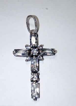 Подвеска крестик серебряный