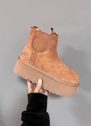 Уги угі угги уггі ugg chelsea mini platform chestnut premium