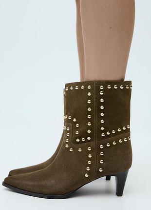 Ботинки коричневые замшевые zara new
