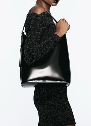 Сумка чорна шопер zara нова жіноча
