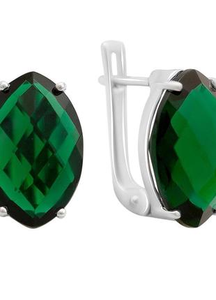 Срібні сережки зі смарагдом nano 10.35ct (2170266)