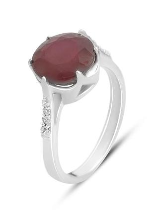 Срібне кільце з натуральним рубіном 5.641ct (17.5 см розмір) 2157946