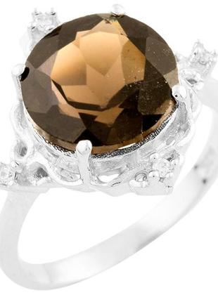 Серебряное кольцо с натуральным раухтопазом (дымчатым кварцем) (16см размер) 1534410