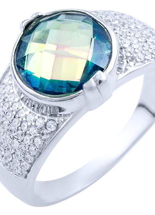 Серебряное кольцо с мистик топазом (18см размер) 1837900