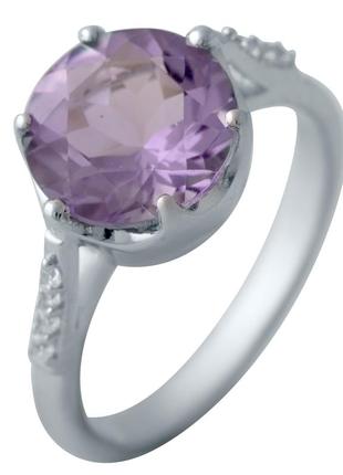 Срібне кільце з натуральним аметистом 3.422ct (17/17.5/18 см розміри) 1141069