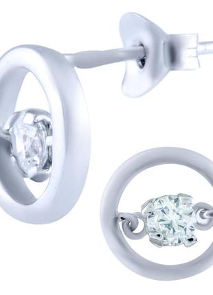 Срібні сережки з фіанітами (0415932)