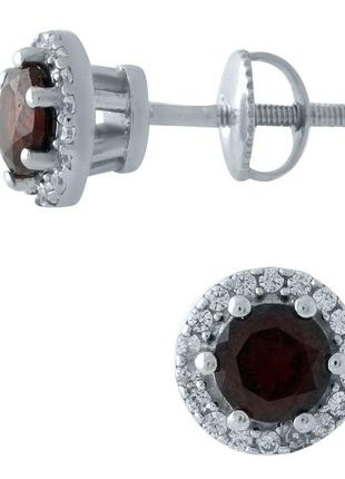 Серебряные серьги с натуральным гранатом 1.609ct (1966679)