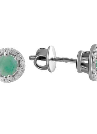 Серебряные серьги с натуральным изумрудом 1.276ct (1966686)