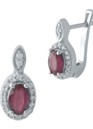 Срібні сережки з натуральним рубіном 1.723ct (1972946)