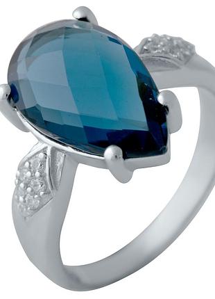 Срібне кільце з топазом лондон блю 4.087ct (17/17.5 см розміри) 1966211