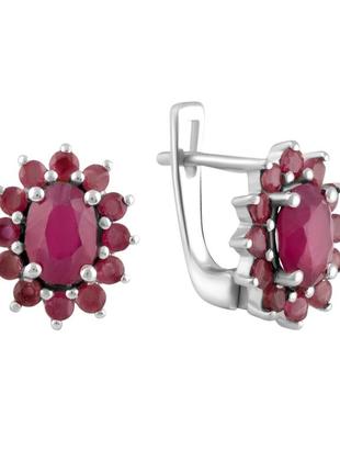 Срібні сережки з натуральним рубіном 3.38ct (1967157)