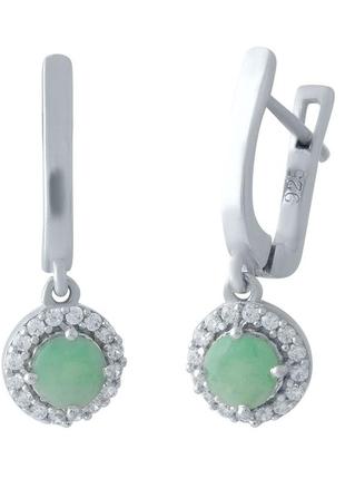 Серебряные серьги с натуральным изумрудом 1.833ct (1986479)