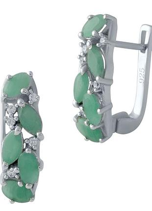 Срібні сережки з натуральним смарагдом 2.35ct (1986363)
