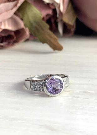 Срібне кільце з натуральним аметистом 1.917ct (18 см розмір) 1983720