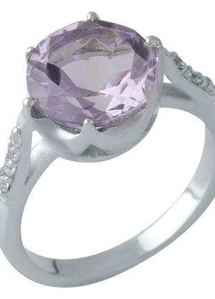 Срібне кільце з натуральним аметистом 3.03ct (18 см розмір) 1996331