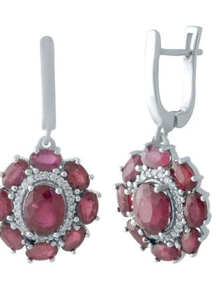 Срібні сережки з натуральним рубіном 8.932ct (2009955)