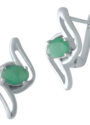 Срібні сережки з натуральним смарагдом 1.39ct (2010937)