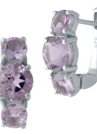 Срібні сережки з натуральним аметистом (2020677)