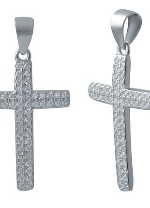 Срібний хрестик із фіанітами (2036678)