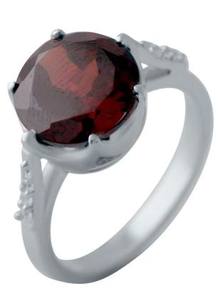 Срібне кільце з натуральним гранатом 3.957ct, фіанітами (17/17.5/18 см розміри) 2005896