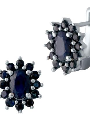 Серебряные серьги с натуральным сапфиром 3.1ct (2042204)