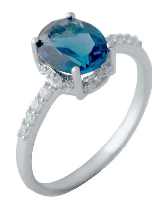 Серебряное кольцо с топазом лондон блю 2.45ct (17см размер) 2041207