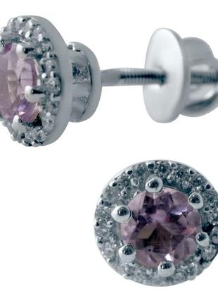 Срібні сережки з натуральним аметистом (2043577)