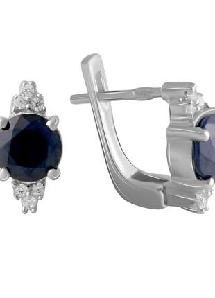 Серебряные серьги с натуральным сапфиром 3.2ct (1651582)