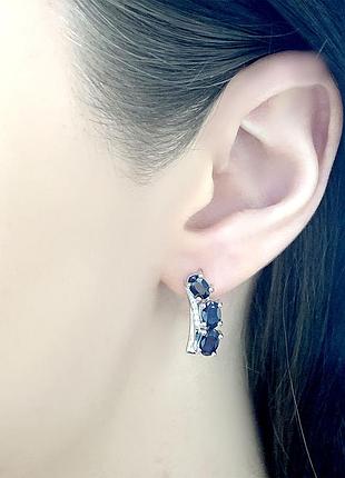 Серебряные серьги с натуральным сапфиром 1.1ct (2050360)3 фото
