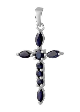 Серебряный крестик с сапфиром 2.215ct (2053583)