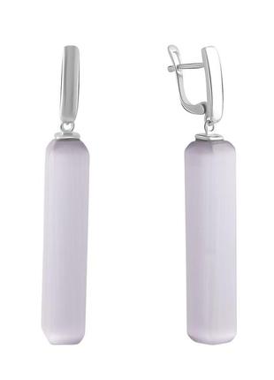 Серебряные серьги с кошачьим глазом (2054887)