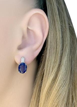 Серебряные серьги с натуральным сапфиром 6.267ct (2063278)3 фото