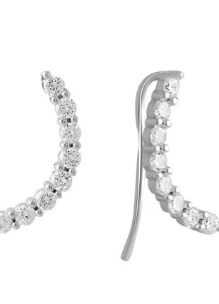 Срібні сережки з фіанітами (2064398)