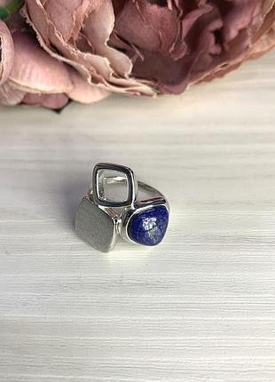 Серебряное кольцо с натуральным лазуритом 2.521ct (17.5см размер) 20669102 фото