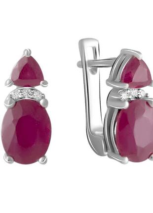 Срібні сережки з натуральним рубіном 4.182ct (2065333)