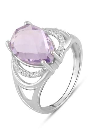 Срібне кільце з натуральним аметистом 4.963ct (17 см розмір) 2083542
