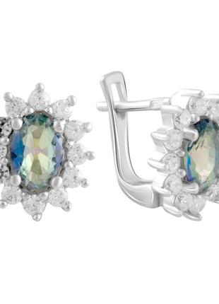 Серебряные серьги с мистик топазом 2.097ct (2089940)