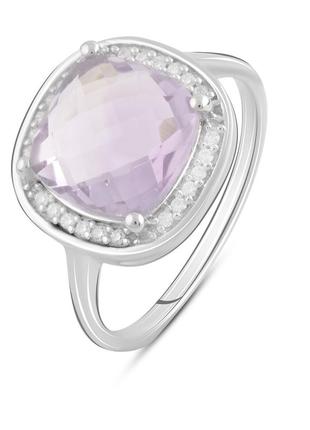 Срібне кільце з натуральним аметистом 3.713ct (17/18.5 см розміри) 2089728