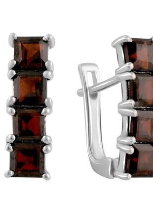 Серебряные серьги с натуральным гранатом 3.491ct (2090977)