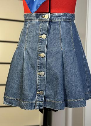 Джинсова  спідниця пліссе