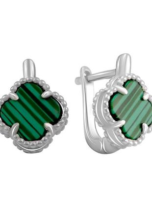 Срібні сережки з малахітом (2099086)