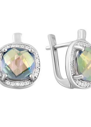 Серебряные серьги с мистик топазом 5.66ct (2100041)