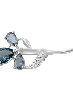 Серебряная брошка с топазом лондон блю 1.68ct (2112136)