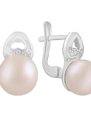 Серебряные серьги с натуральным жемчугом (2123736)