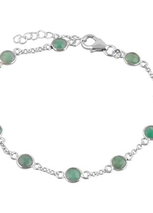 Серебряный браслет с натуральным изумрудом 4.14ct (17-20см размер) 2118251